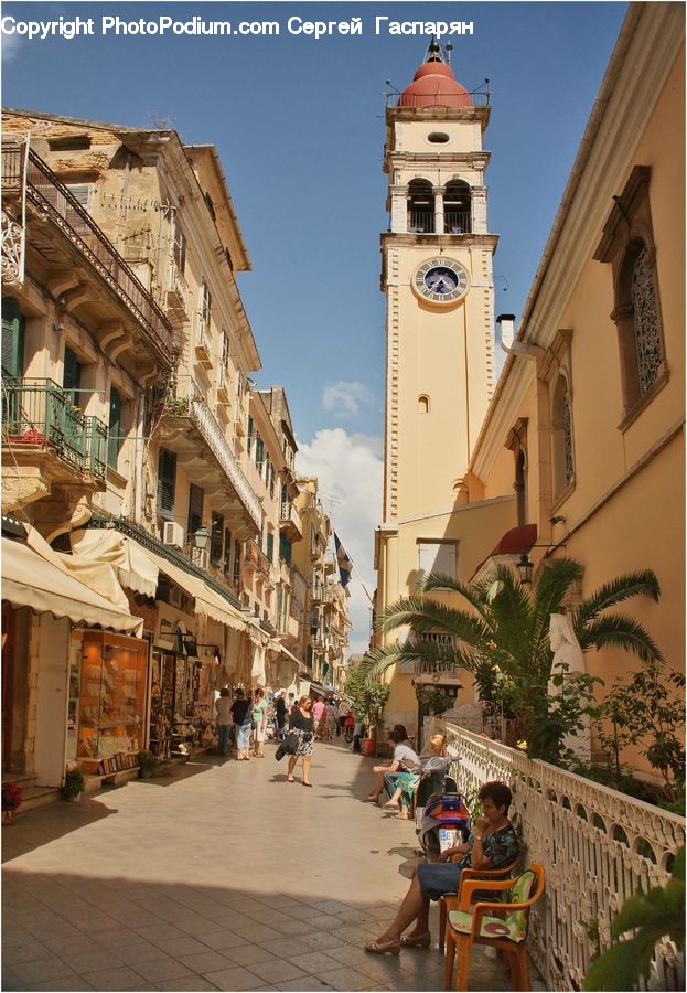 Architecture, Bell Tower, Clock Tower, Tower, Plant, Potted Plant, Chair
