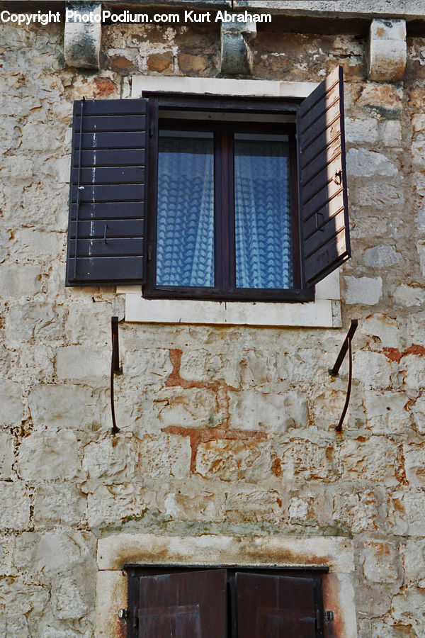 Air Conditioner, Window, Fireplace, Hearth, Rust, Bunker, Brick