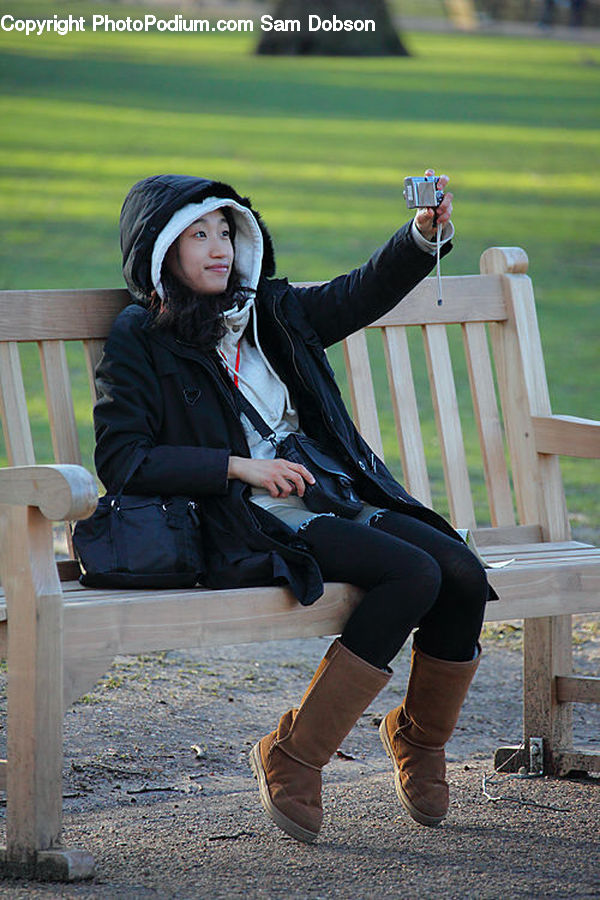 People, Person, Human, Park Bench, Campus, Face, Selfie