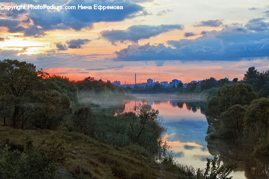 Dawn, Dusk, Sky, Sunrise, Sunset, Outdoors, Pond