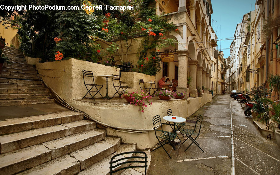 Chair, Furniture, Alley, Alleyway, Road, Street, Town