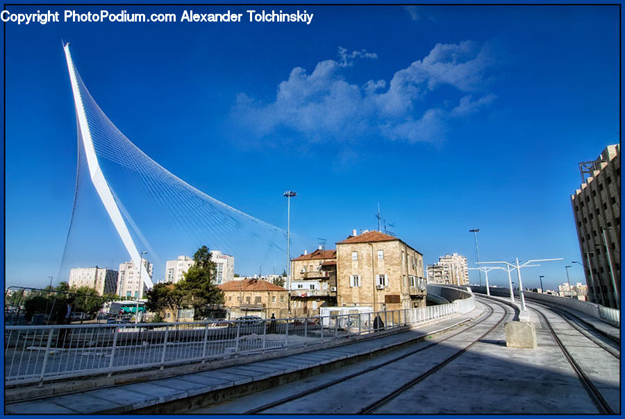 Rail, Train Track, Architecture, Spire, Steeple, Tower, City
