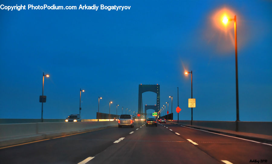 Freeway, Road, Highway, Lamp Post, Pole, Intersection, Car