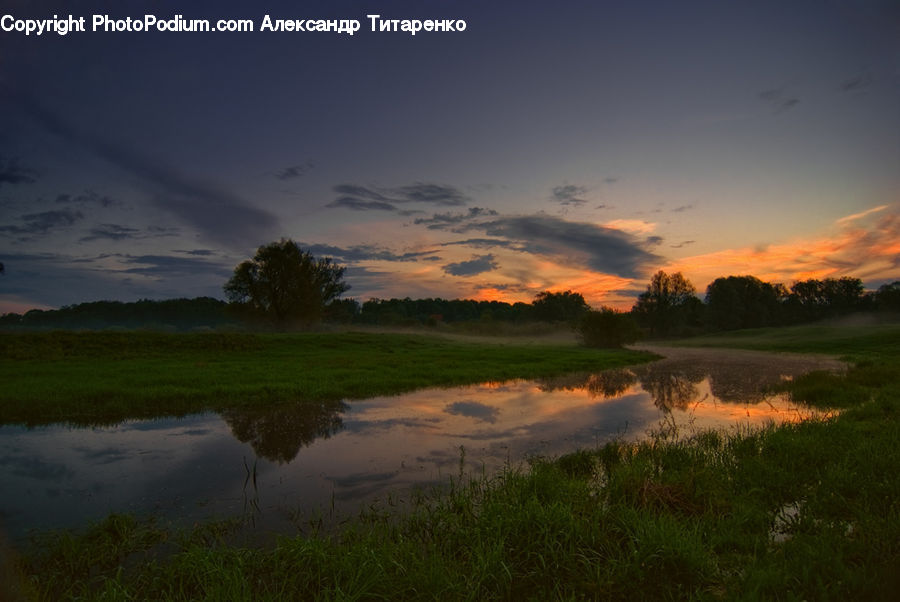 Dawn, Dusk, Red Sky, Sky, Sunrise, Sunset, Field