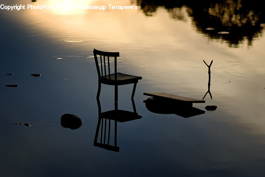 Chair, Furniture, Dawn, Dusk, Sky, Sunrise, Sunset