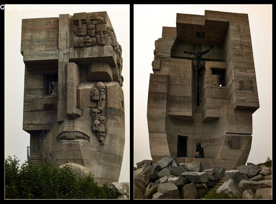 Architecture, Bell Tower, Clock Tower, Tower, Rubble, Rock, Cross