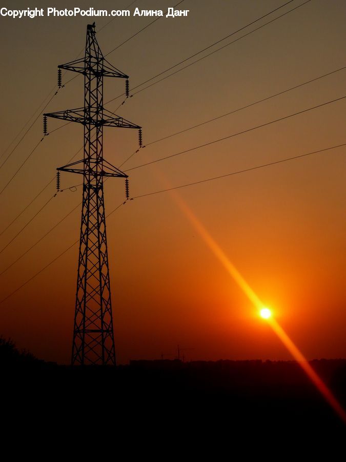 Cable, Electric Transmission Tower, Power Lines