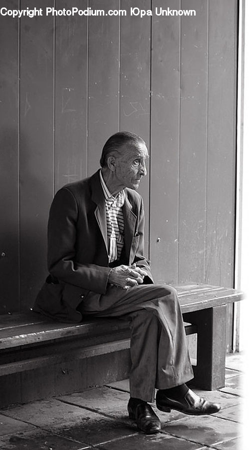 People, Person, Human, Clothing, Overcoat, Suit, Bench