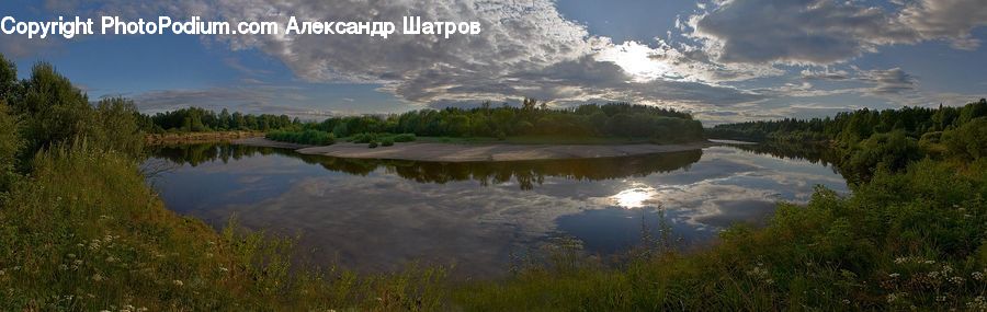 Outdoors, Pond, Water, Cloud, Cumulus, Sky, Blossom