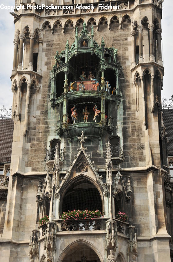 Architecture, Bell Tower, Clock Tower, Tower, Plant, Potted Plant, Column