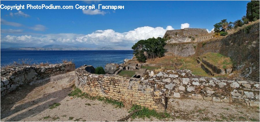 Castle, Fort, Ruins, Coast, Outdoors, Sea, Water