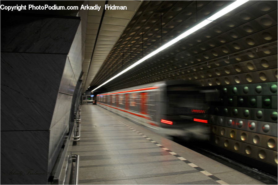 Subway, Train, Train Station, Vehicle, Tunnel, Path, Sidewalk