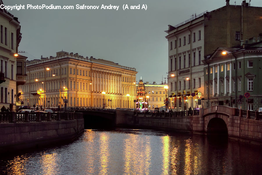 Bridge, Canal, Outdoors, River, Water, City, Downtown