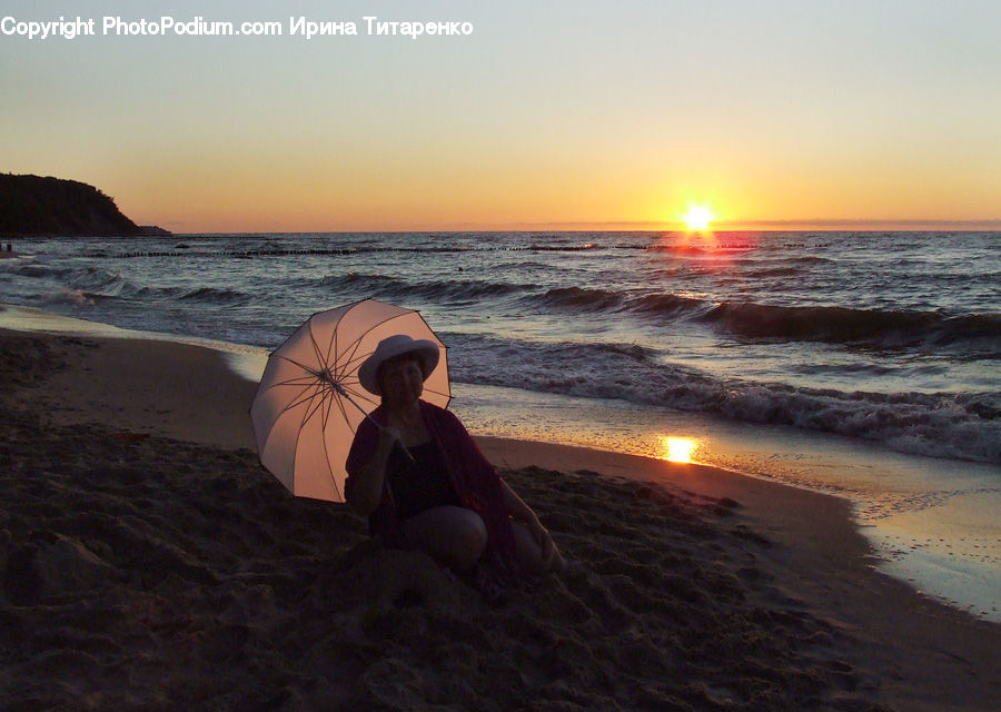 Umbrella, Beach, Coast, Outdoors, Sea, Water, Leisure Activities