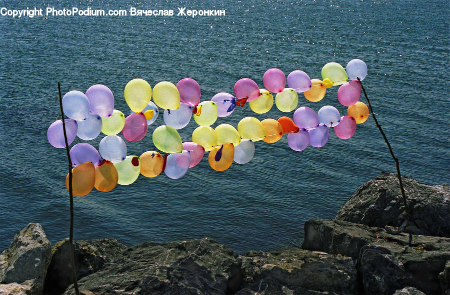 Coast, Outdoors, Sea, Water, Ball, Balloon, Cliff