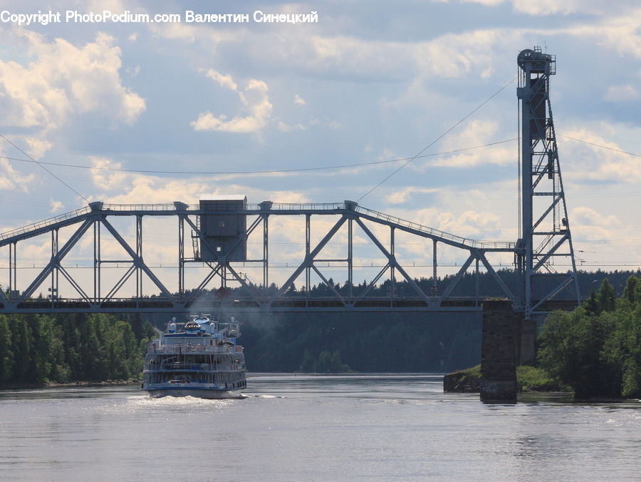 Ferry, Freighter, Ship, Tanker, Vessel, Arch Bridge, Bridge