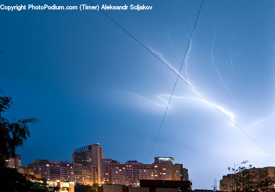 Light, Lightning, Weather, Shipping Container, Building, Hotel, Azure Sky