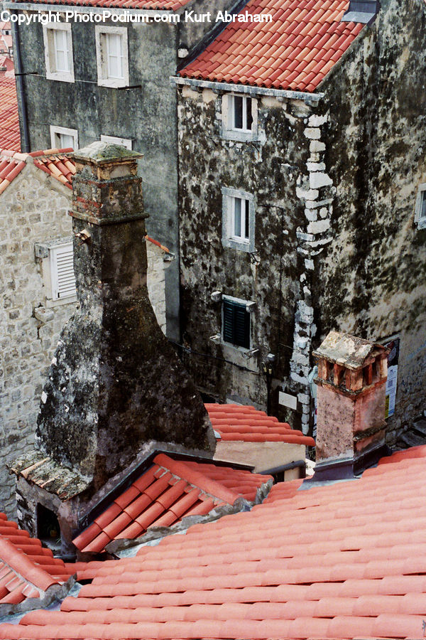 Roof, Brick, Building, Cottage, Housing, Rubble, Collage