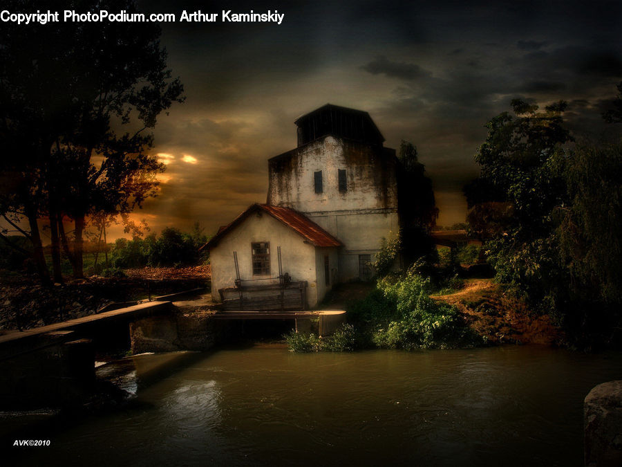 Building, Cottage, Housing, Canal, Outdoors, River, Water