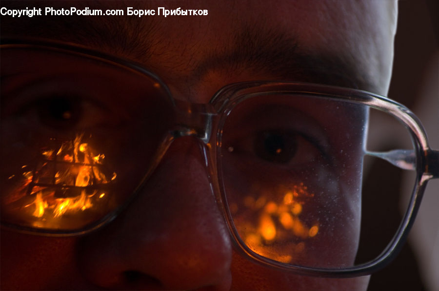 Glasses, Goggles, Sunglasses, Fire, Face