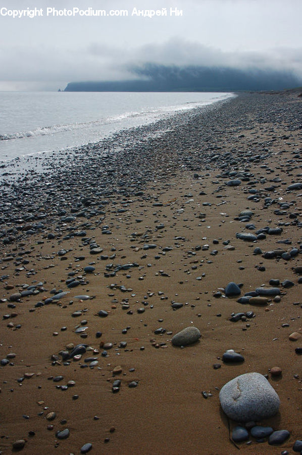 Pebble, Rock, Beach, Coast, Outdoors, Sea, Water