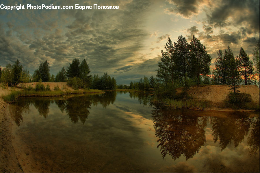 Dawn, Dusk, Sky, Sunrise, Sunset, Flood, Landscape