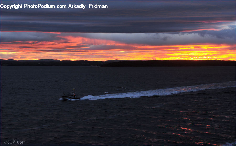 Coast, Outdoors, Sea, Water, Dawn, Dusk, Red Sky