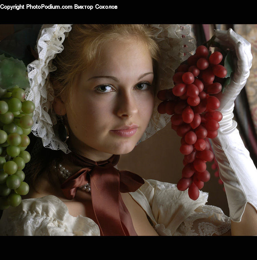 People, Person, Human, Fruit, Grapes, Bling, Bra