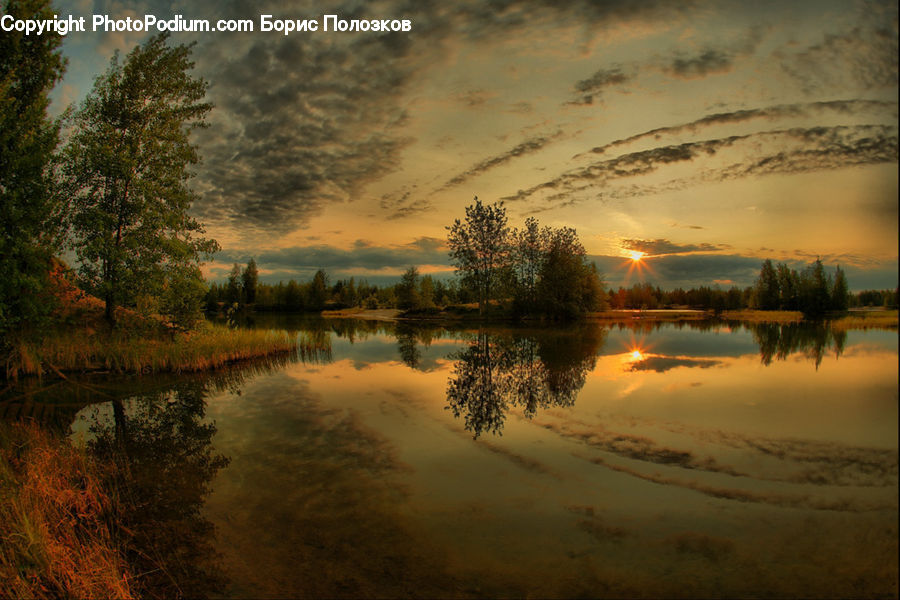 Flood, Dawn, Outdoors, Sky, Sun, Sunlight, Sunrise
