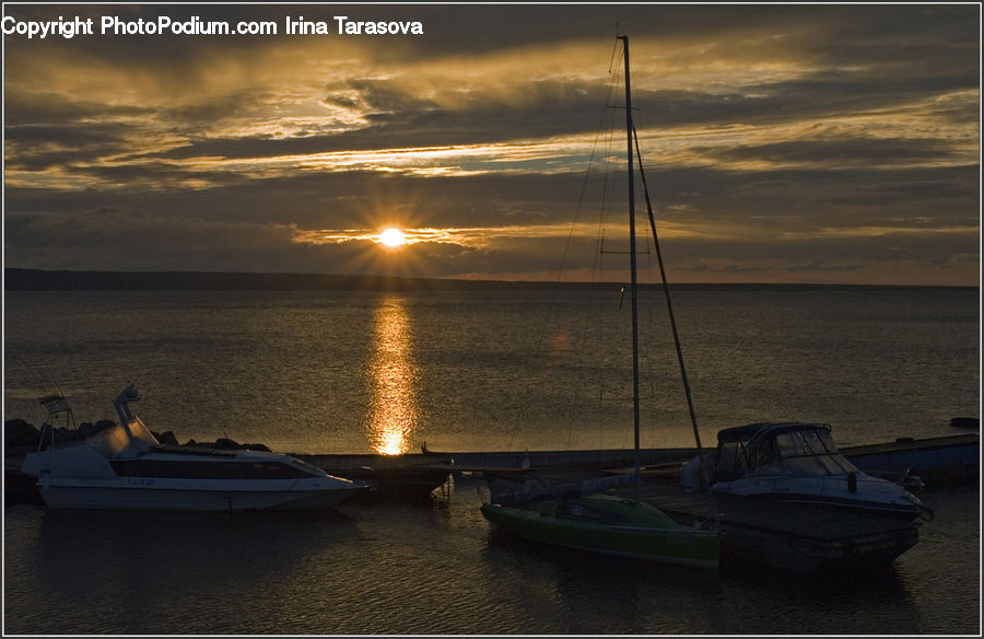 Boat, Watercraft, Dinghy, Yacht, Dusk, Outdoors, Sky