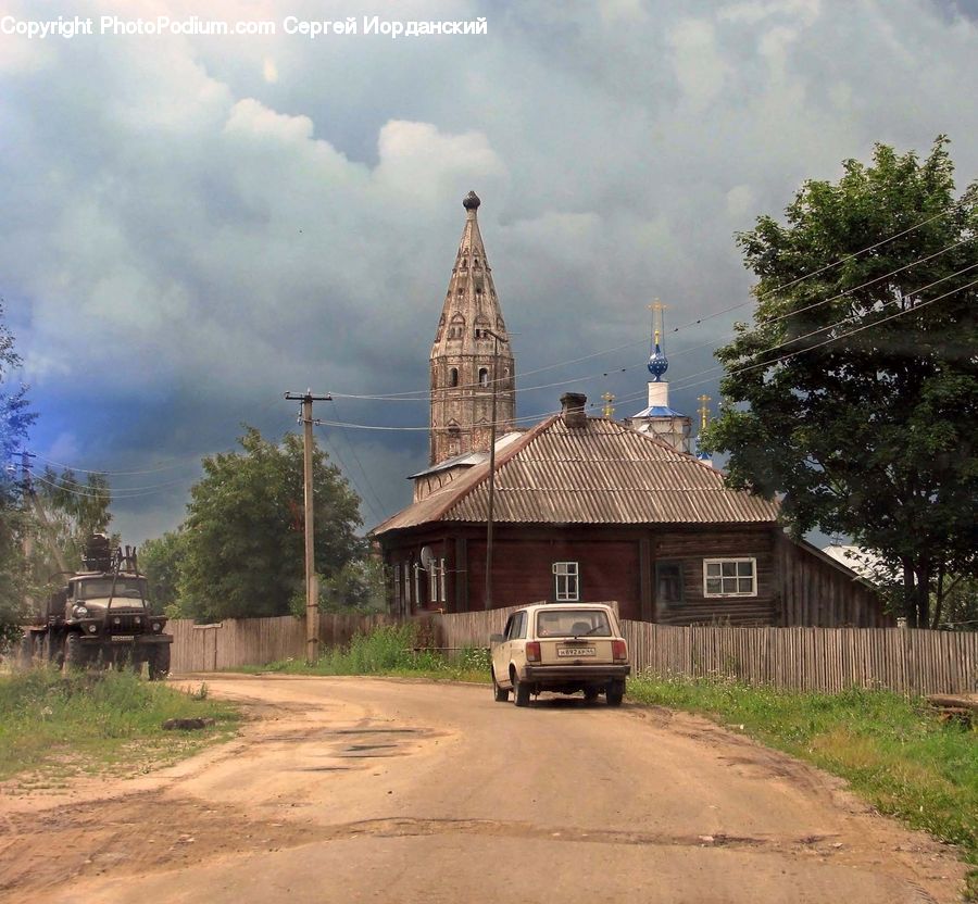 Architecture, Spire, Steeple, Tower, Dirt Road, Gravel, Road