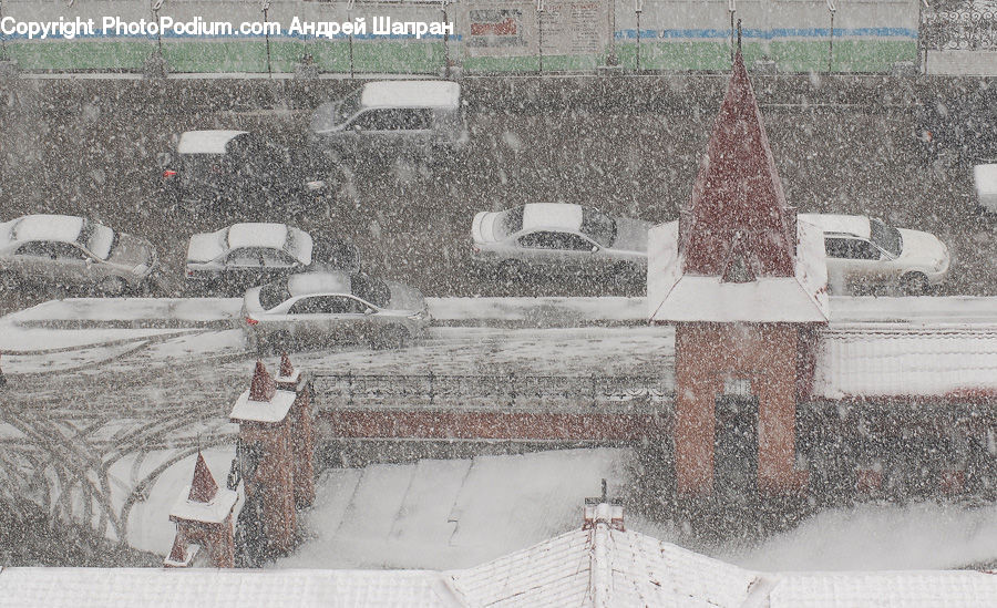 Blizzard, Outdoors, Snow, Weather, Winter, Pavement, Cobblestone