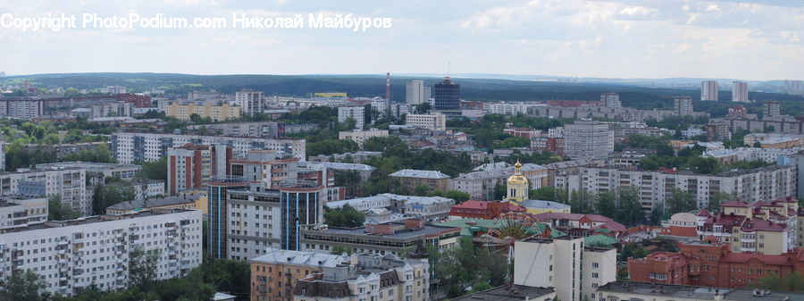 Aerial View, City, Downtown, Metropolis, Urban, Building, Town