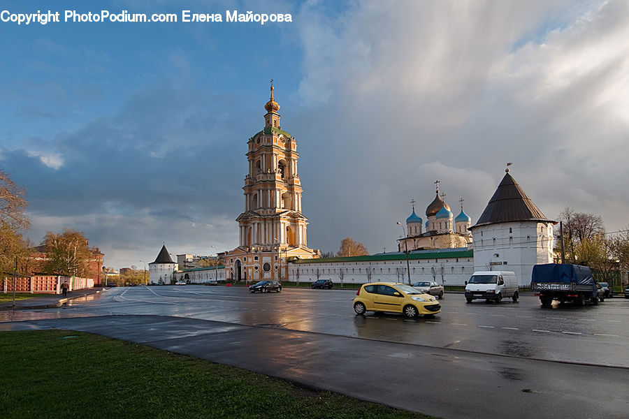Architecture, Church, Worship, Cathedral, Automobile, Car, Sedan