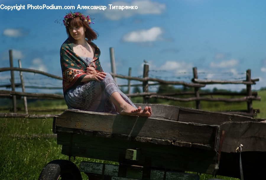 People, Person, Human, Fence, Female, Field, Grass