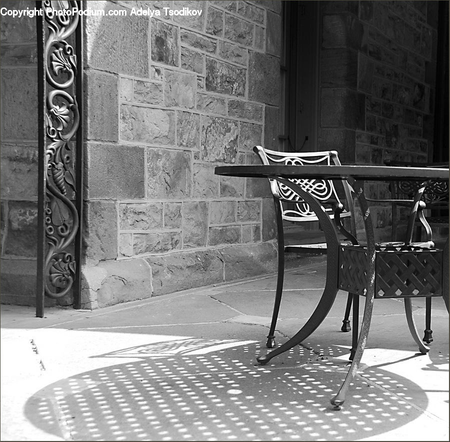 Chair, Furniture, Brick, Intersection, Road