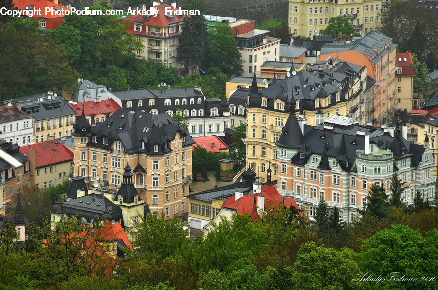 Architecture, Mansion, Aerial View, Building, Downtown, Town, Castle