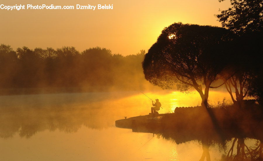 Dawn, Dusk, Sky, Sunrise, Sunset, Fishing, Plant
