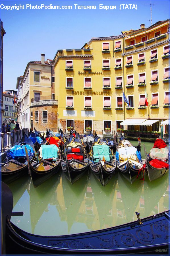 Boat, Gondola, Apartment Building, Building, High Rise, Motor, Motorcycle