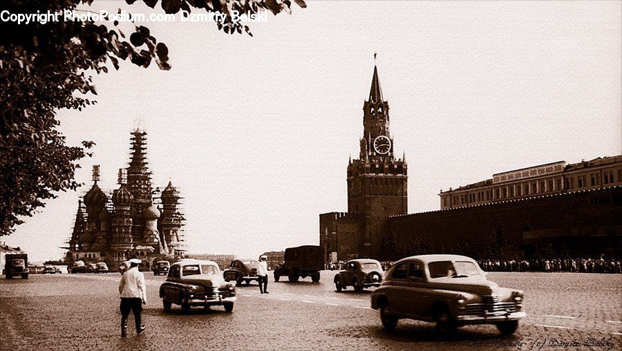 Architecture, Bell Tower, Clock Tower, Tower, Automobile, Car, Sedan