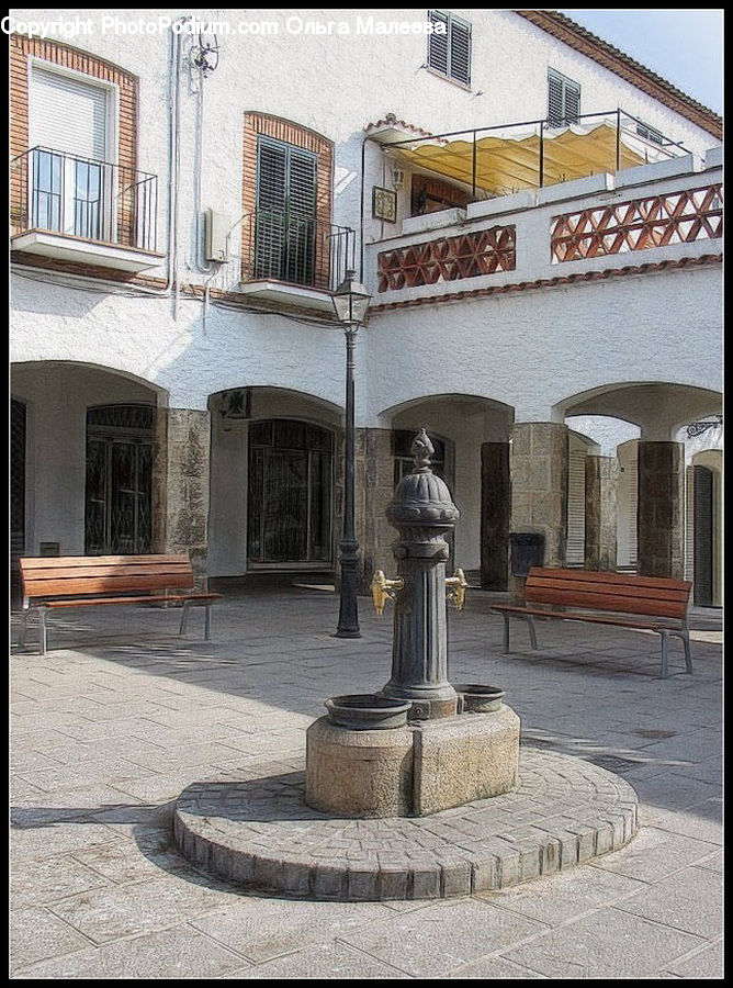 Bench, Column, Pillar, Arch, Architecture, Art, Sculpture