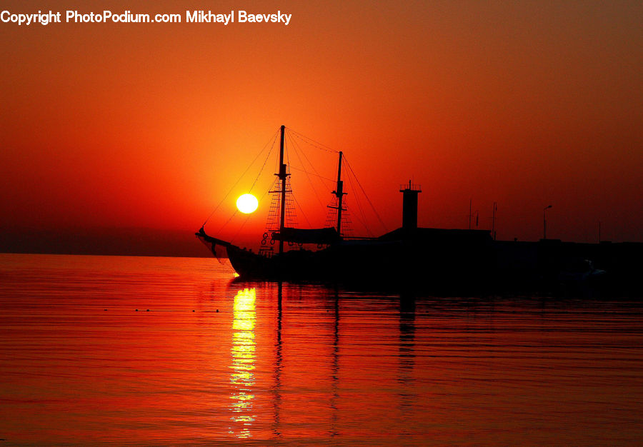Ferry, Freighter, Ship, Tanker, Vessel, Sun, Boat