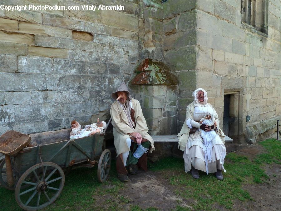 People, Person, Human, Carriage, Horse Cart, Vehicle, Art