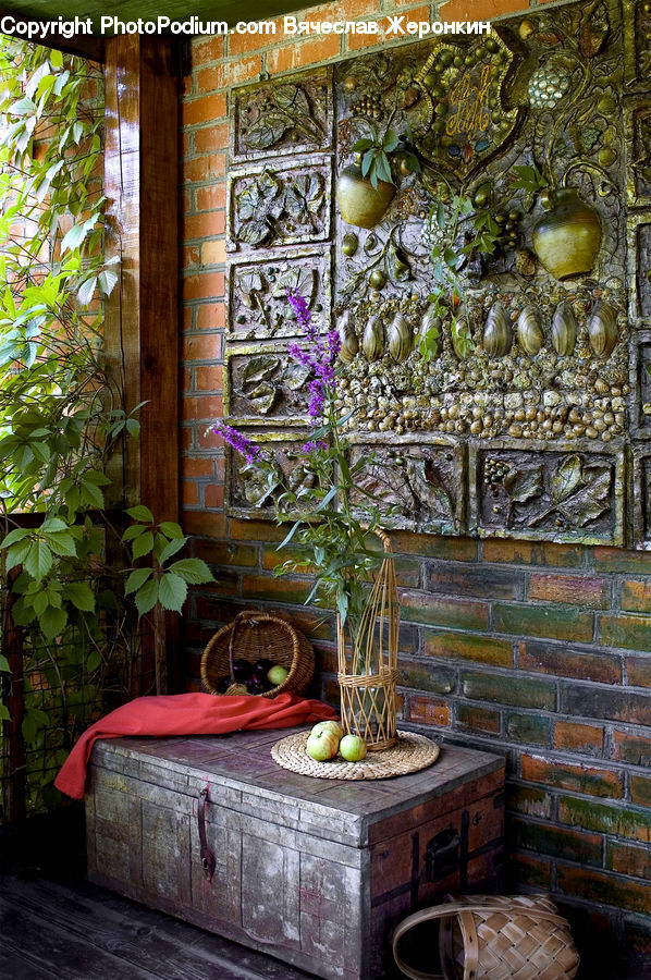 Plant, Potted Plant, Brick, Patio, Forest, Jungle, Furniture