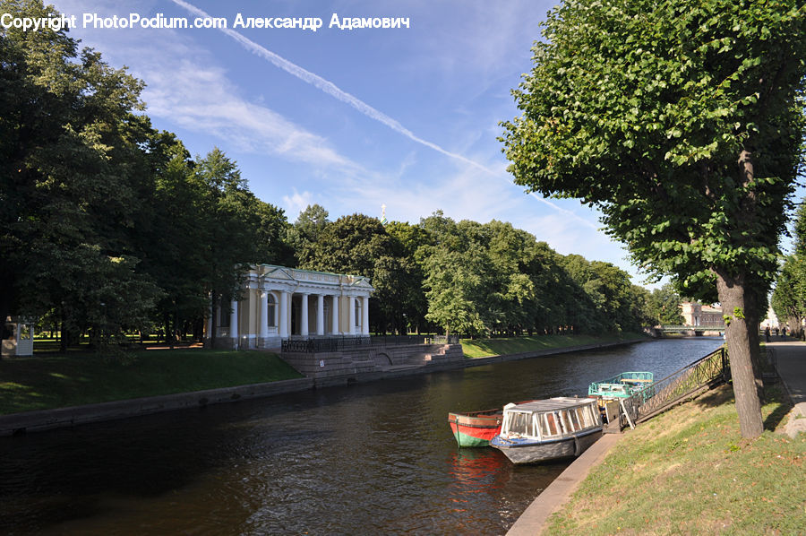 Canal, Outdoors, River, Water, Plant, Tree, Dock