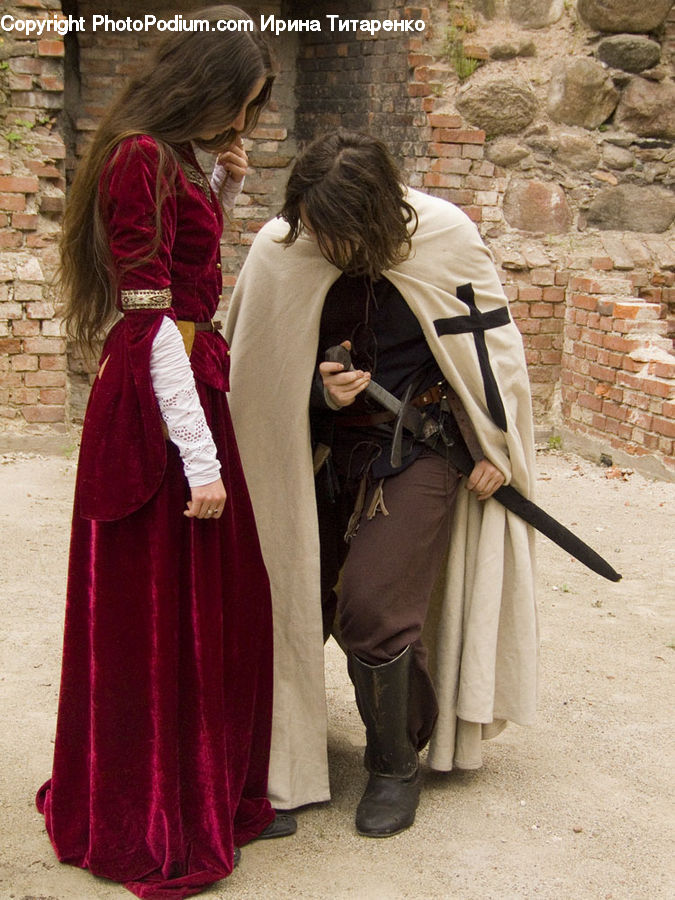 People, Person, Human, Robe, Boot, Shoe, Fence