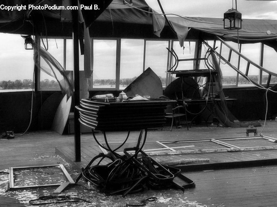 Chair, Furniture, Plant, Potted Plant, Umbrella, Dock, Landing