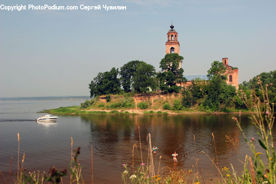Architecture, Tower, Bell Tower, Clock Tower, Outdoors, Pond, Water