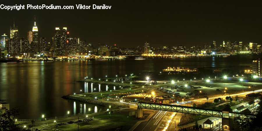 City, Downtown, Metropolis, Urban, Night, Outdoors, Intersection