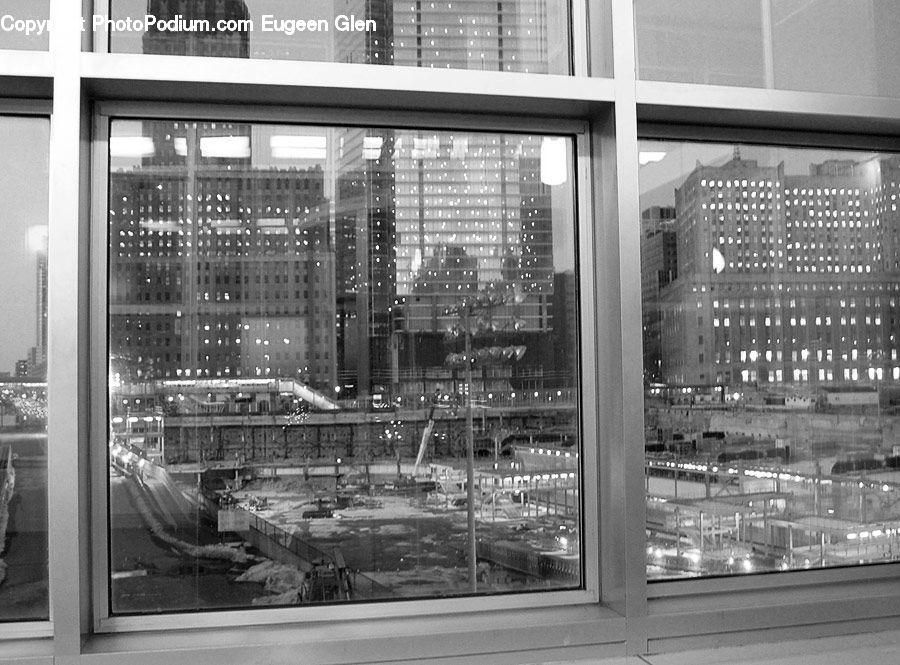 City, Downtown, Urban, Shop, Column, Pillar, Window